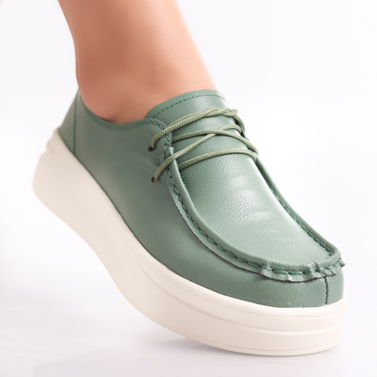 Pantofi dama casual Verzi din Piele Naturala Jaile - poza 2