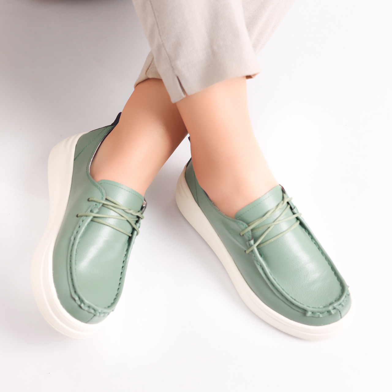 Pantofi dama casual Verzi din Piele Naturala Jaile - poza 5