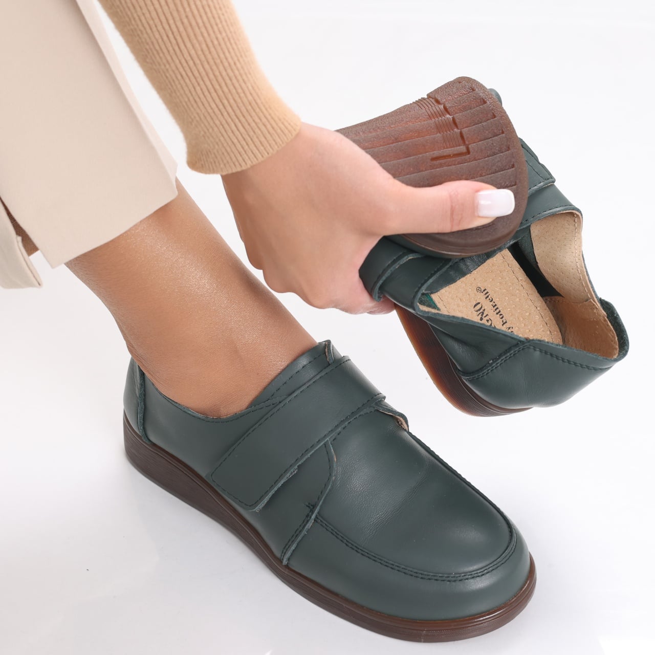 Pantofi dama casual Verzi din Piele Naturala Jarin - poza 1