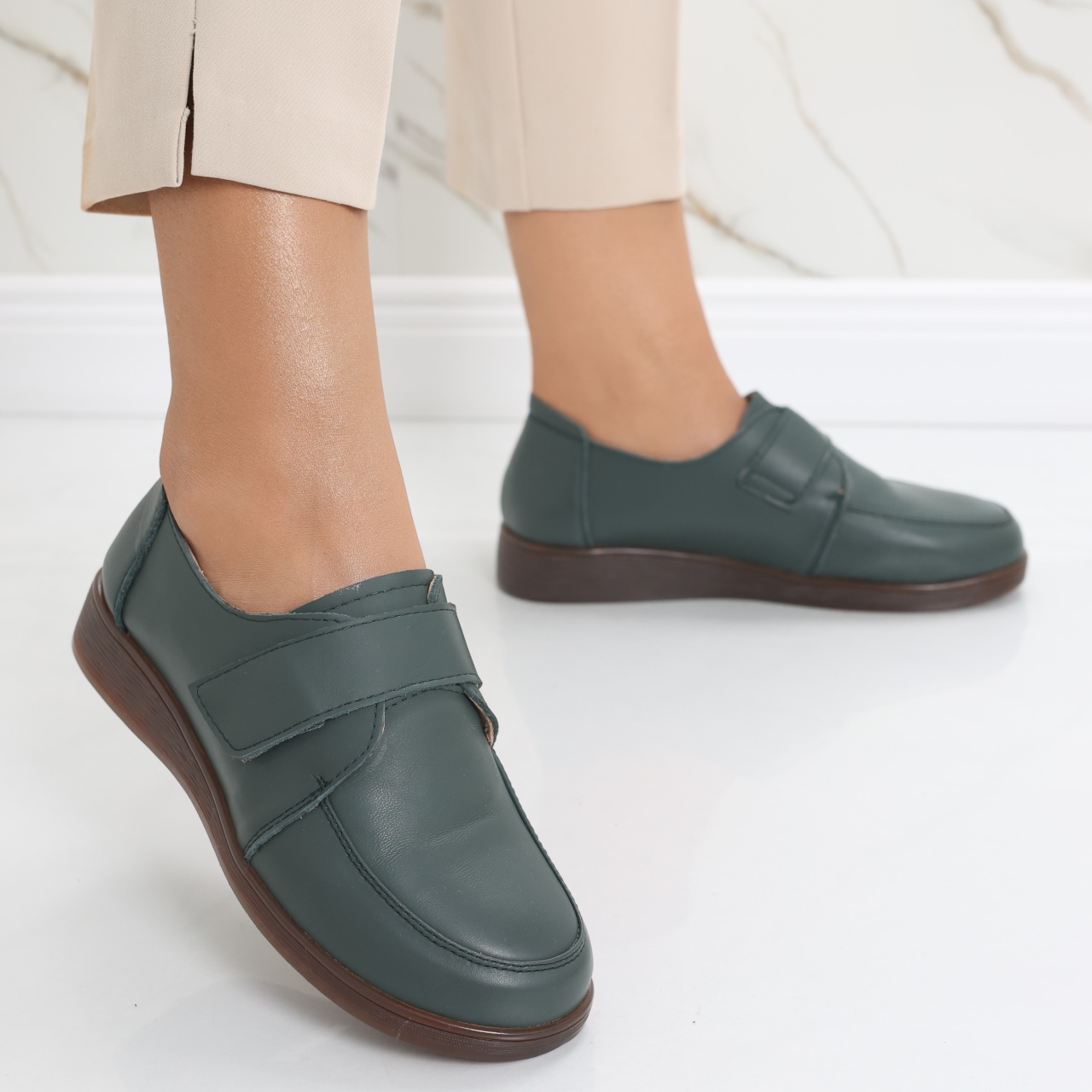 Pantofi dama casual Verzi din Piele Naturala Jarin - poza 4