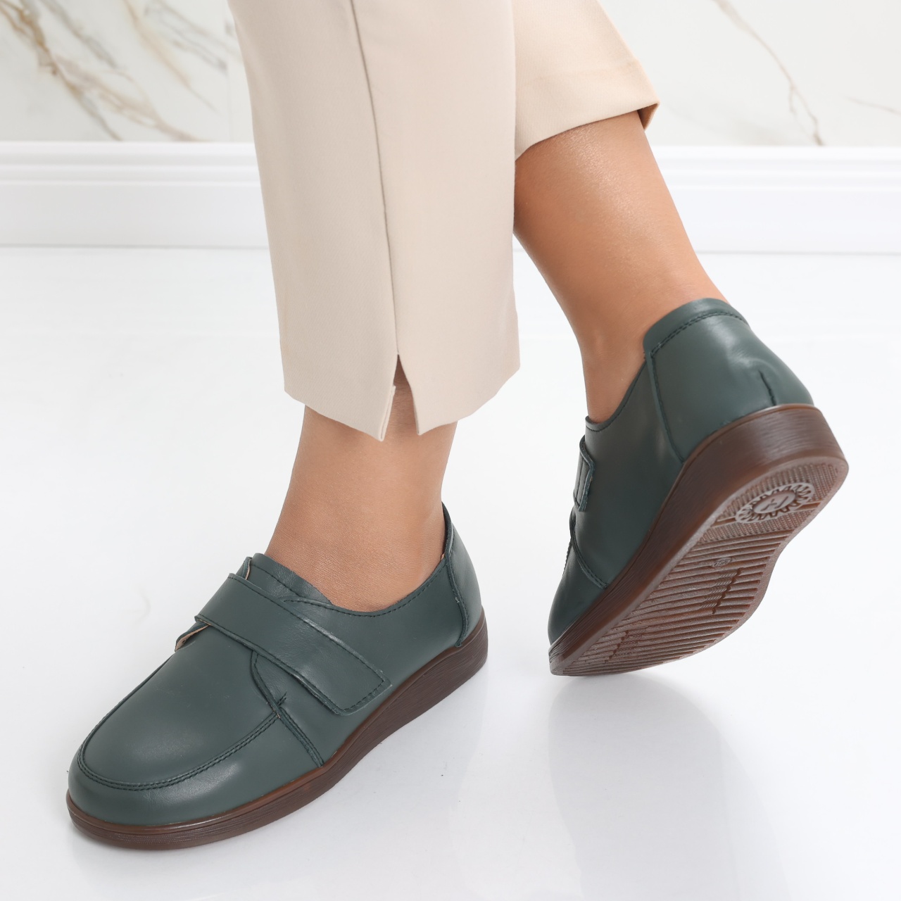 Pantofi dama casual Verzi din Piele Naturala Jarin - poza 5