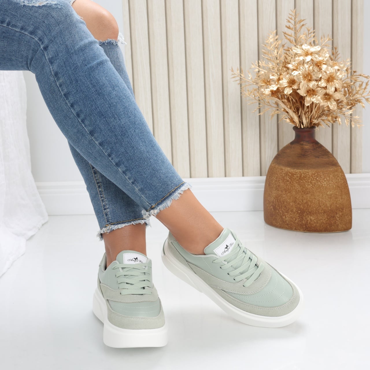Pantofi dama casual Verzi din Piele Naturala Nely - poza 1