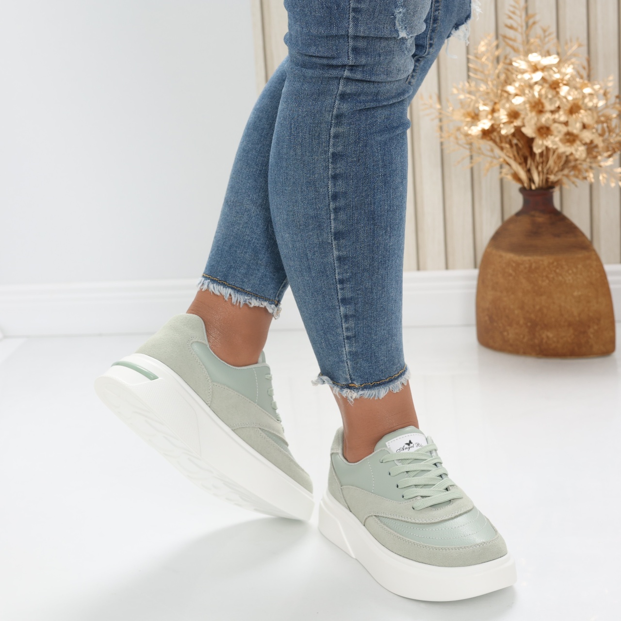 Pantofi dama casual Verzi din Piele Naturala Nely - poza 4