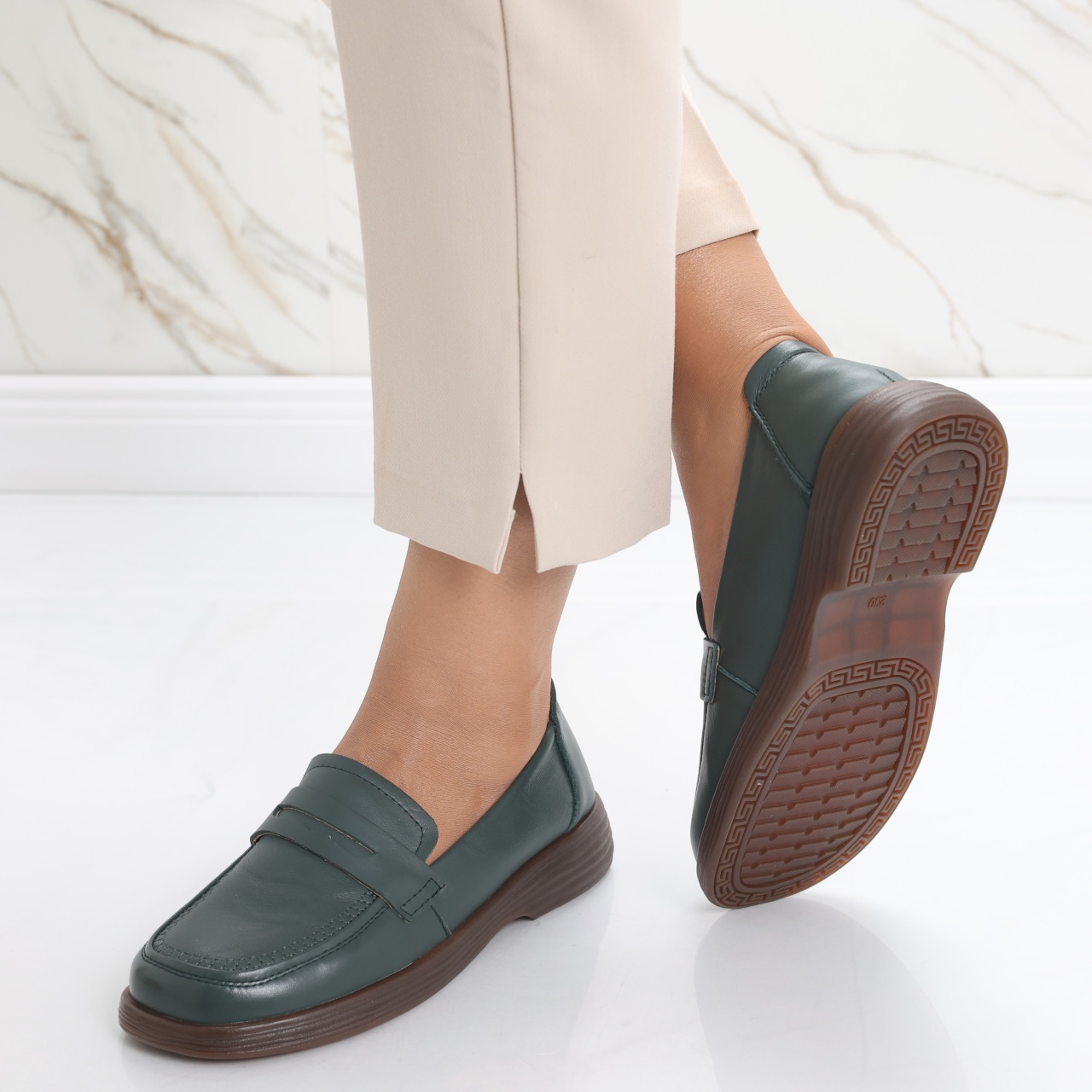 Pantofi dama casual Verzi din Piele Naturala Sendiana - poza 5