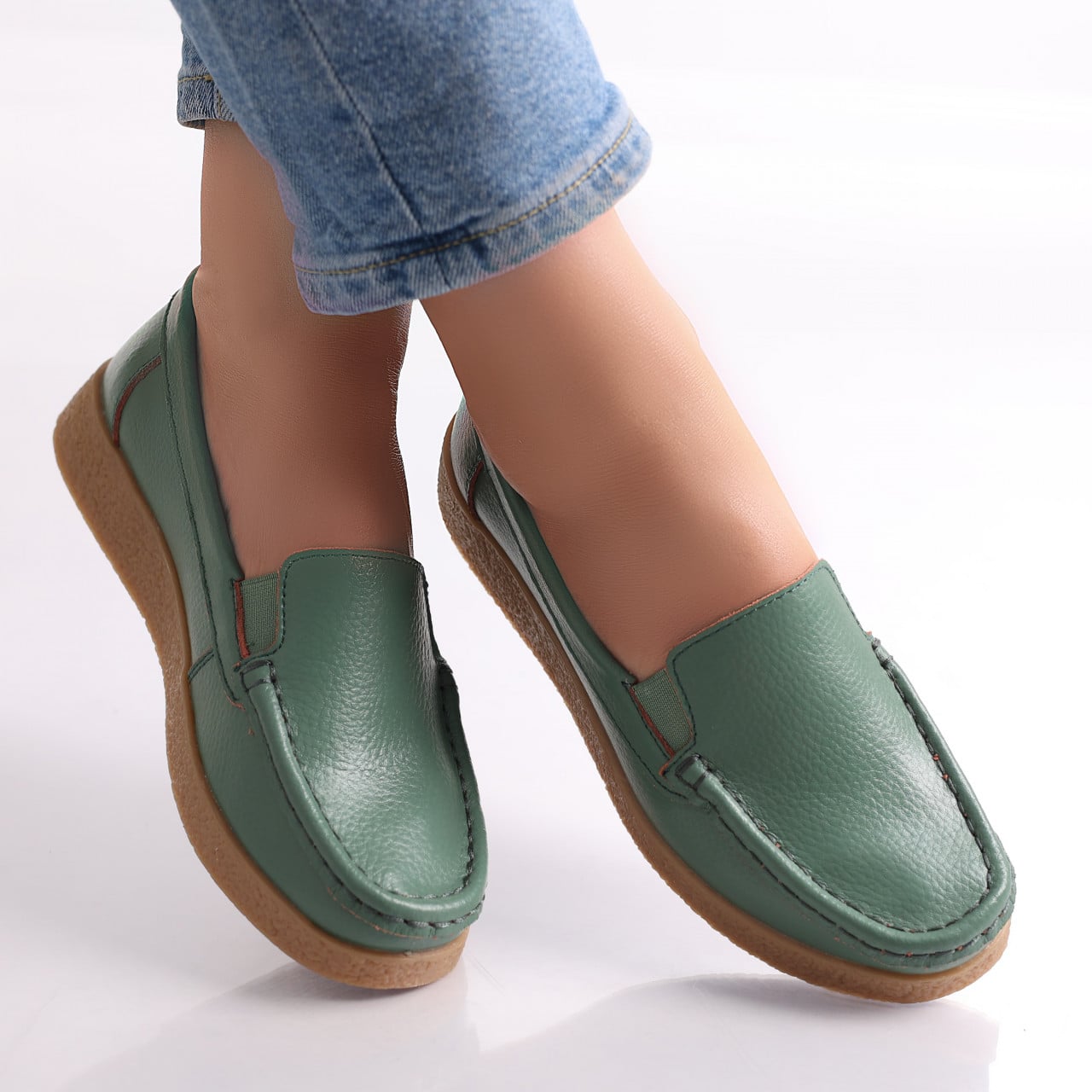 Pantofi dama casual Verzi piele naturala Danina - poza 1