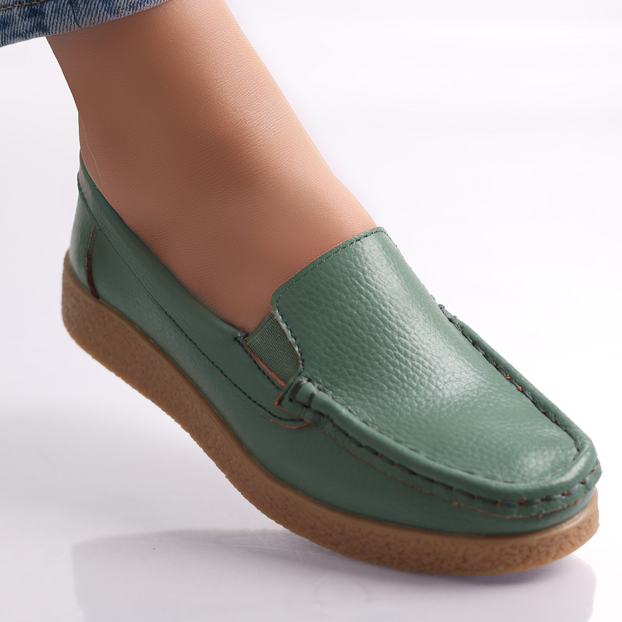 Pantofi dama casual Verzi piele naturala Danina - poza 2