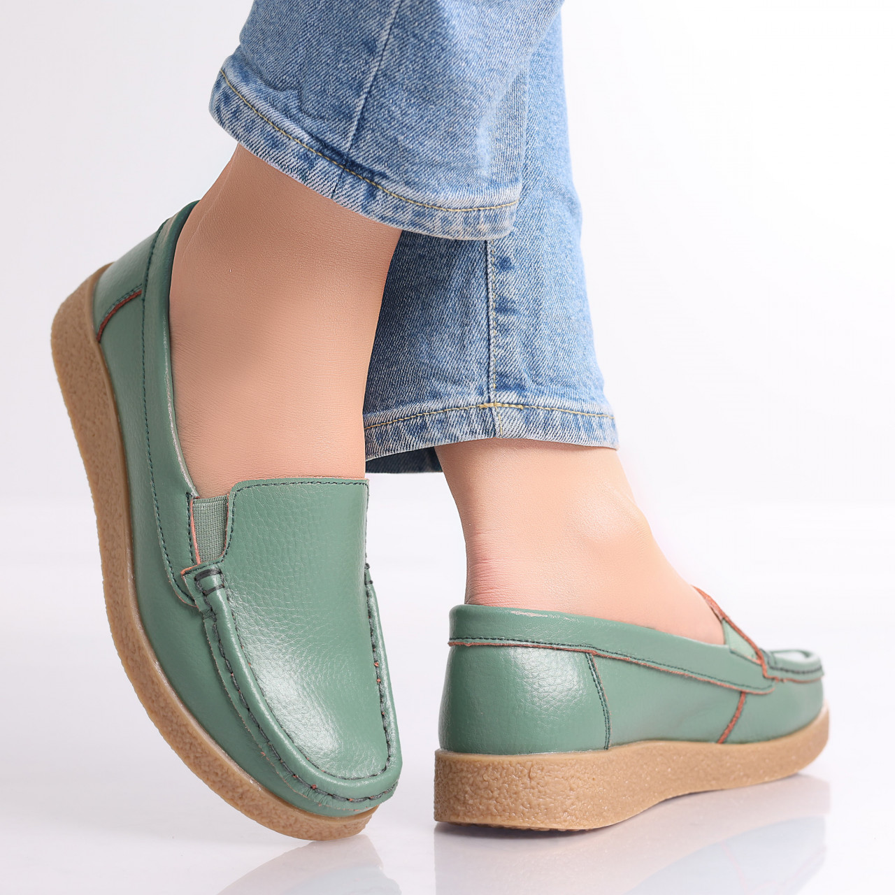 Pantofi dama casual Verzi piele naturala Danina - poza 3