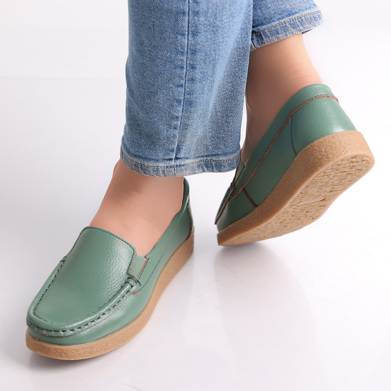 Pantofi dama casual Verzi piele naturala Danina - poza 4