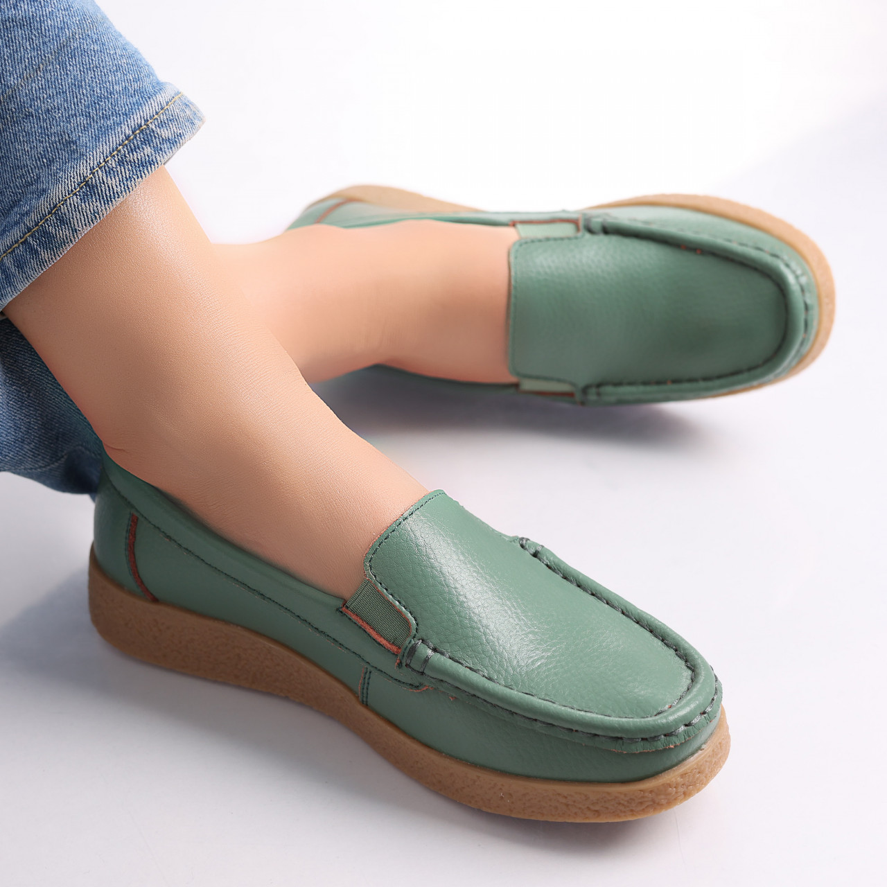 Pantofi dama casual Verzi piele naturala Danina - poza 5