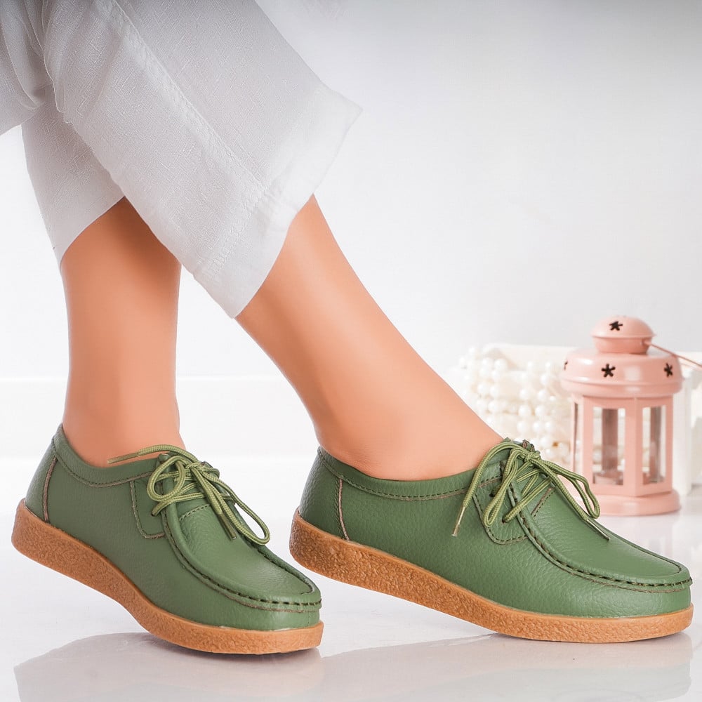 Pantofi dama casual Verzi piele naturala lucy - poza 1