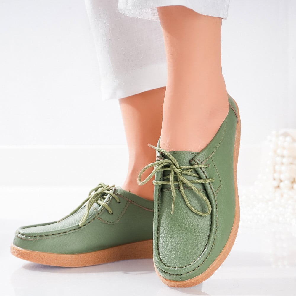 Pantofi dama casual Verzi piele naturala lucy - poza 2