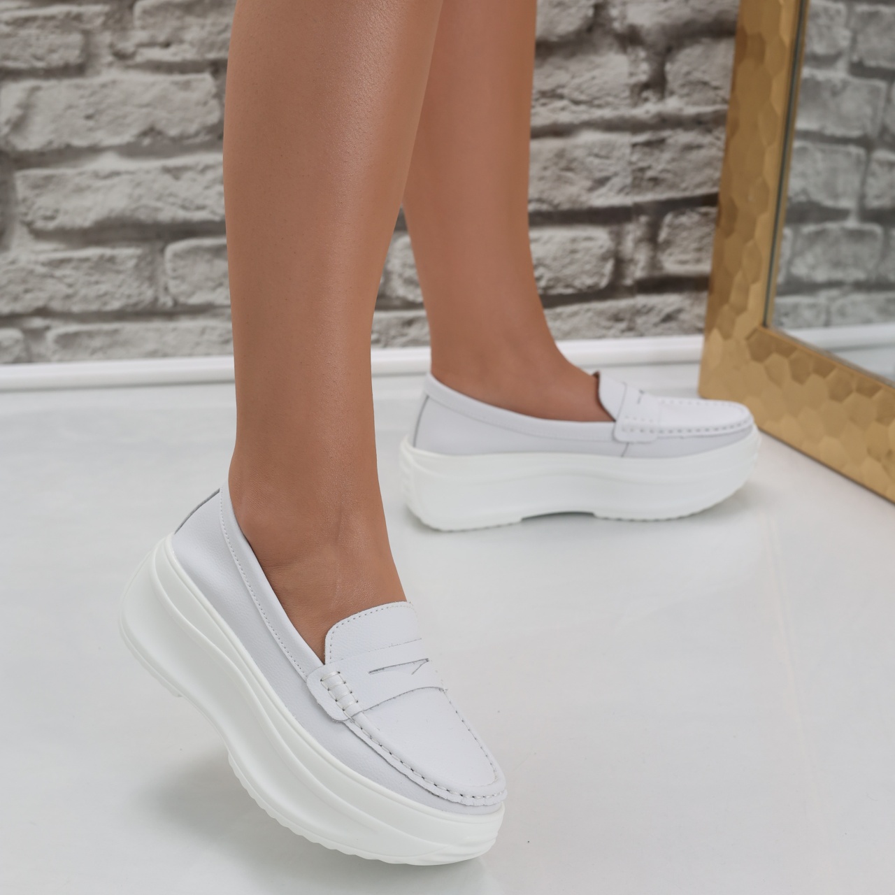 Pantofi dama cu platforma Albi din Piele Naturala Alunsa - poza 3