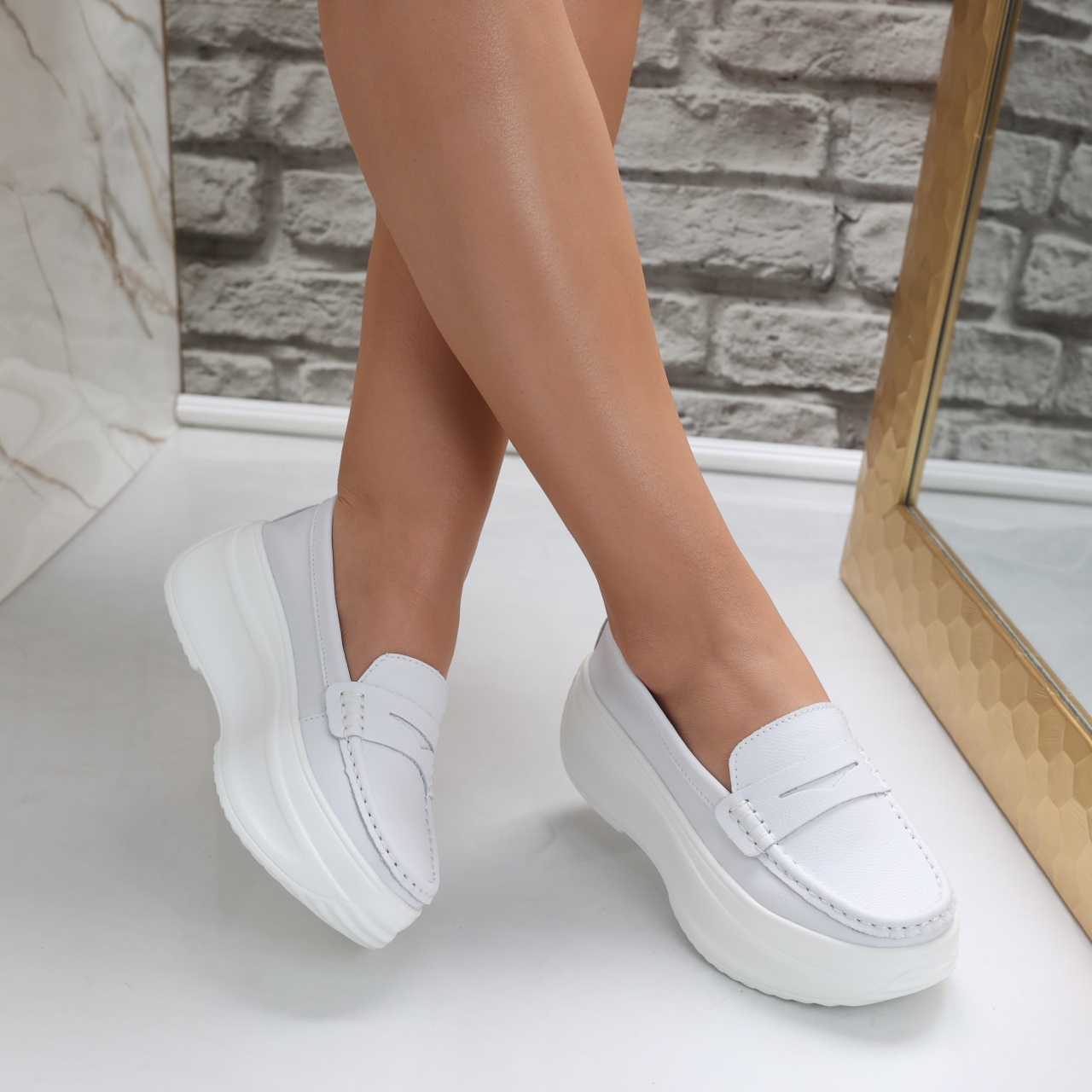 Pantofi dama cu platforma Albi din Piele Naturala Alunsa - poza 4