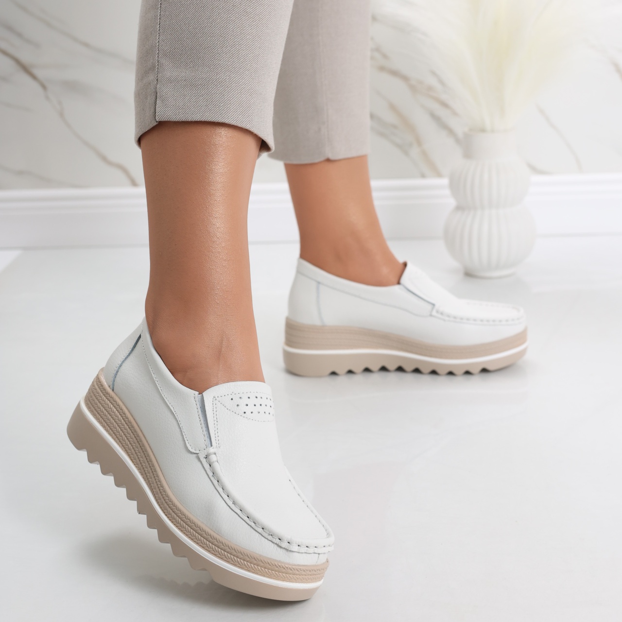 Pantofi dama cu platforma Albi din Piele Naturala Gabrena - poza 2