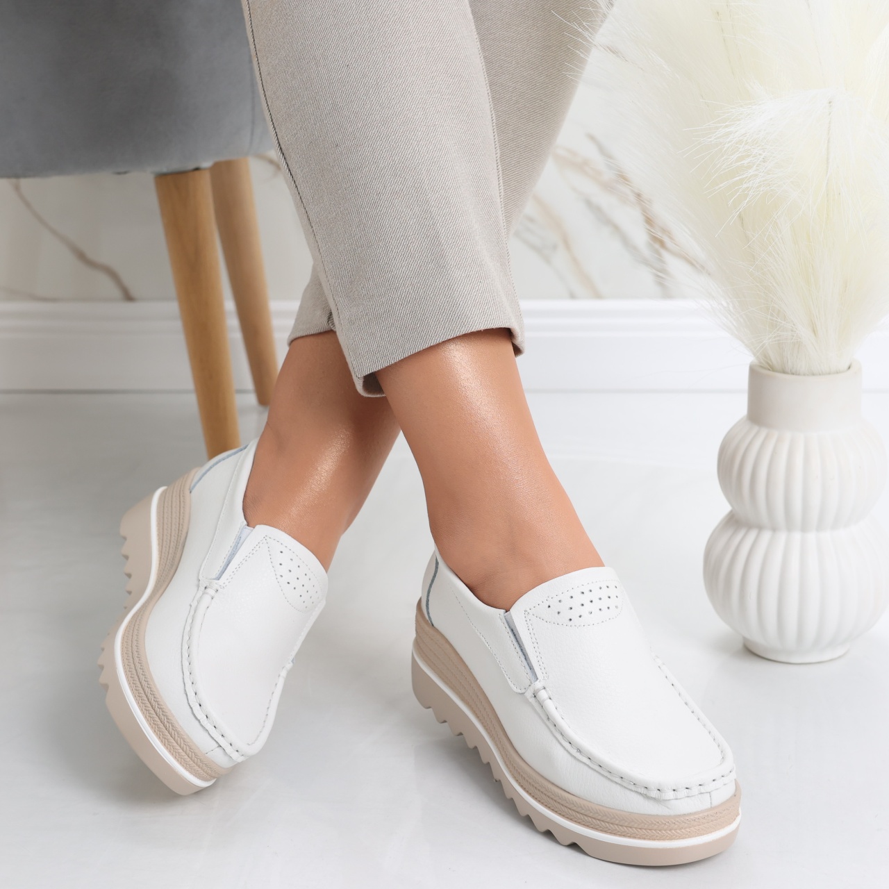 Pantofi dama cu platforma Albi din Piele Naturala Gabrena - poza 3