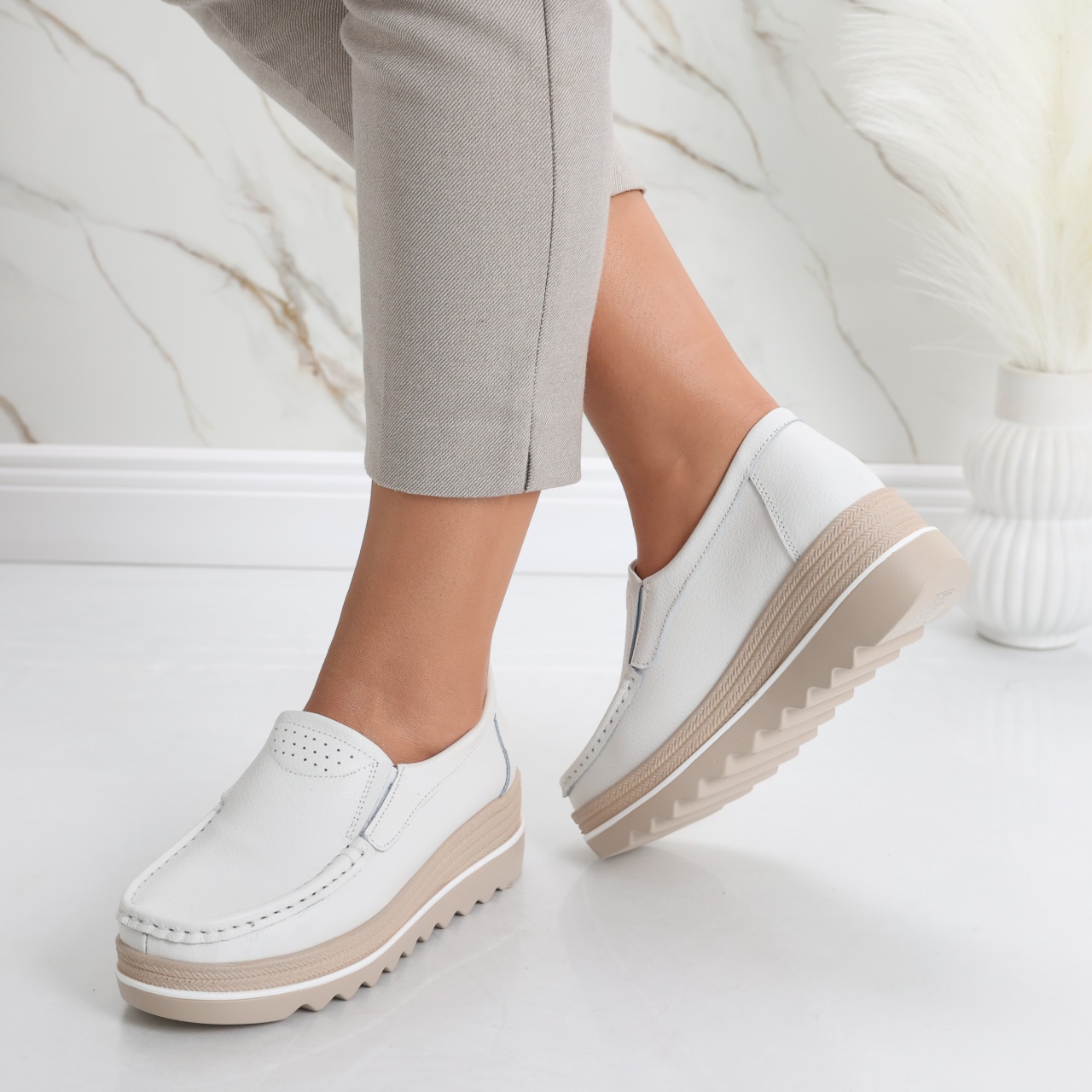 Pantofi dama cu platforma Albi din Piele Naturala Gabrena - poza 4