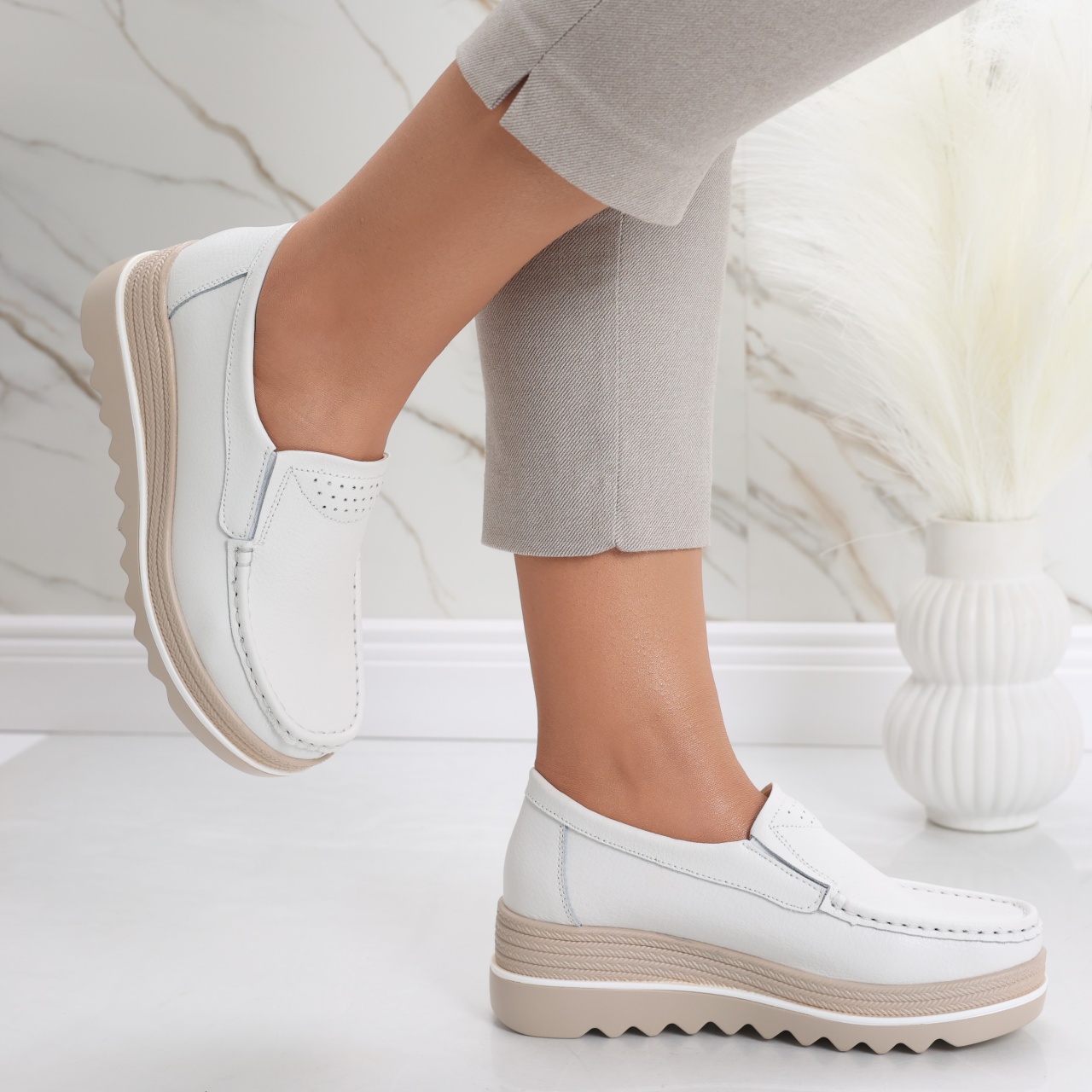 Pantofi dama cu platforma Albi din Piele Naturala Gabrena - poza 5