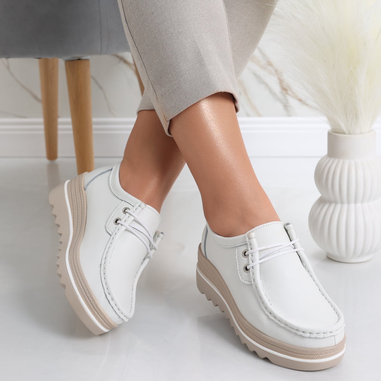 Pantofi dama cu platforma Albi din Piele Naturala Jasya - poza 2