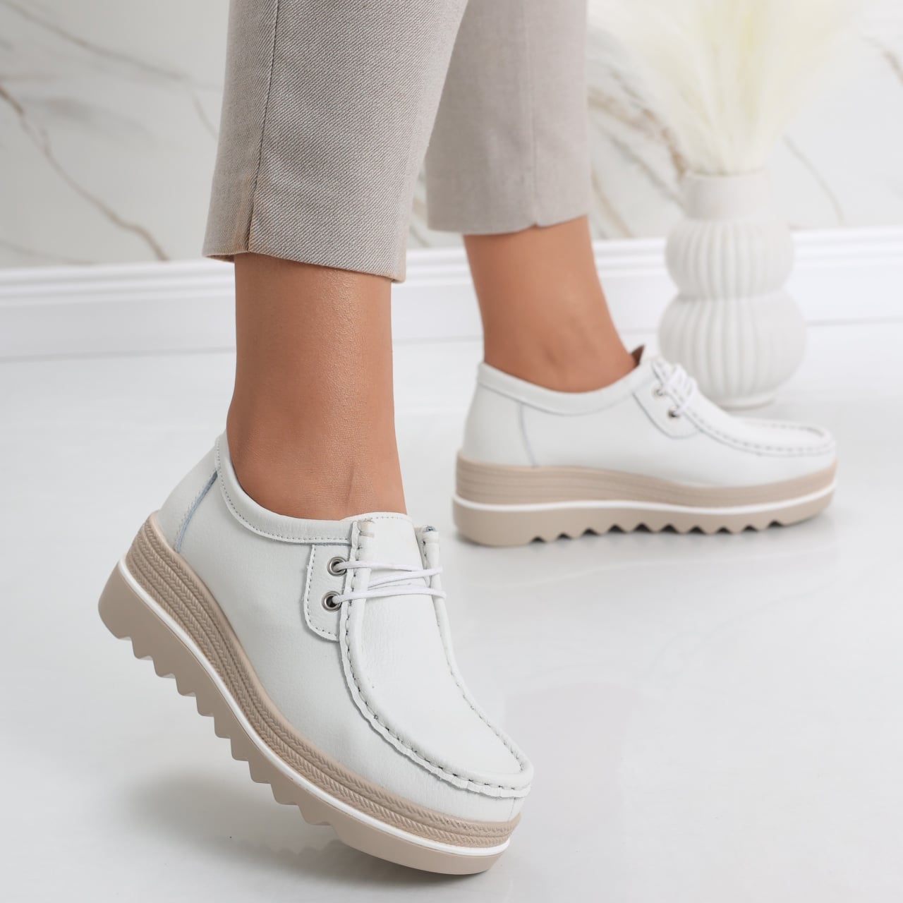 Pantofi dama cu platforma Albi din Piele Naturala Jasya - poza 3
