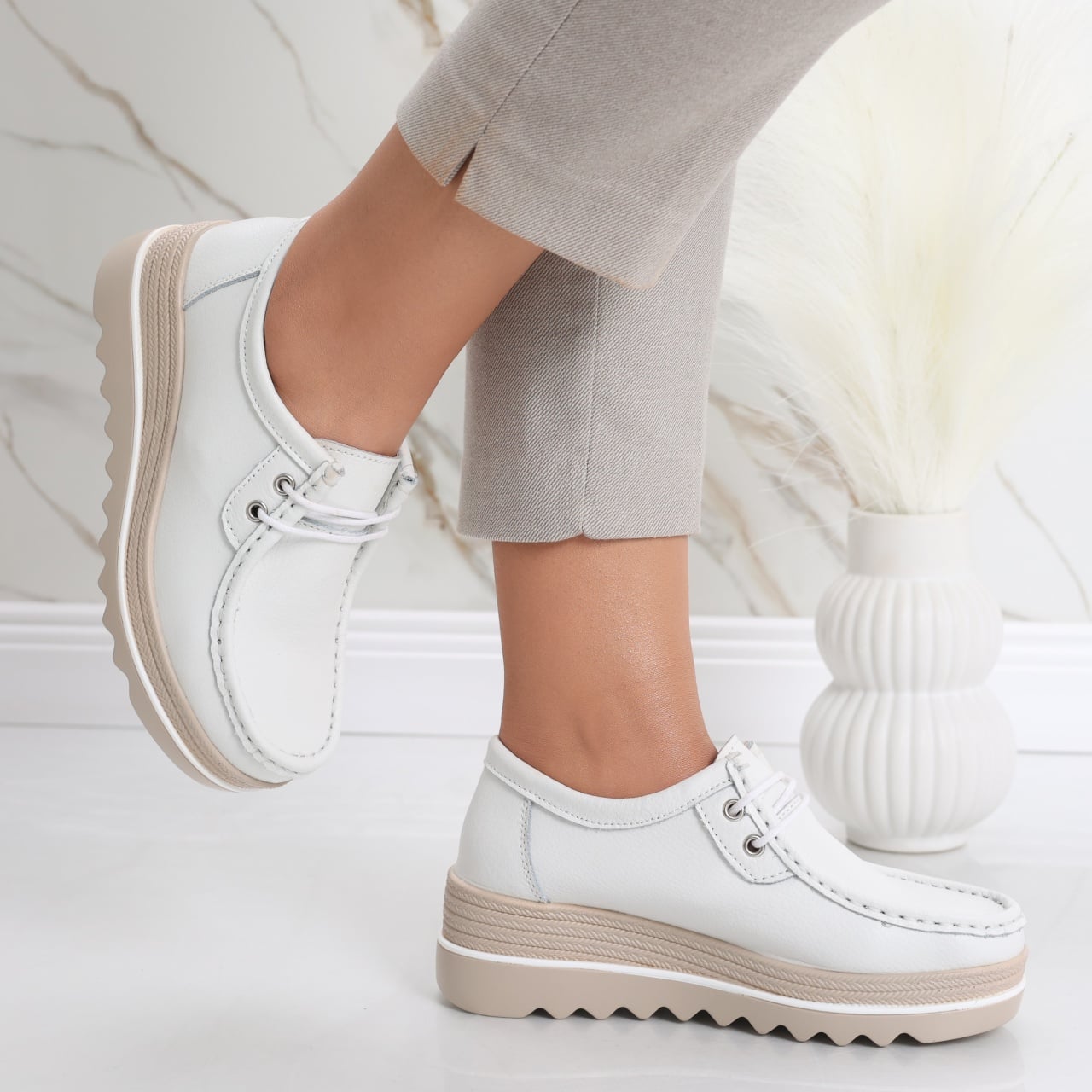 Pantofi dama cu platforma Albi din Piele Naturala Jasya - poza 4