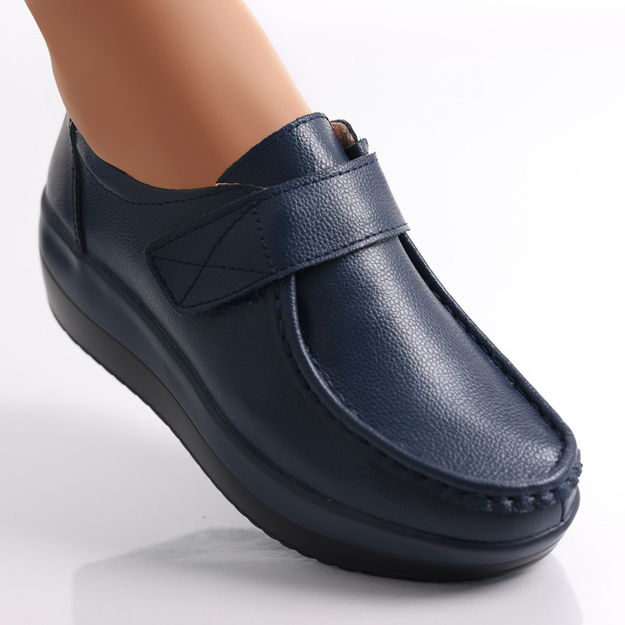 Pantofi dama cu Platforma Bleumarin din Piele Naturala Riley - poza 2