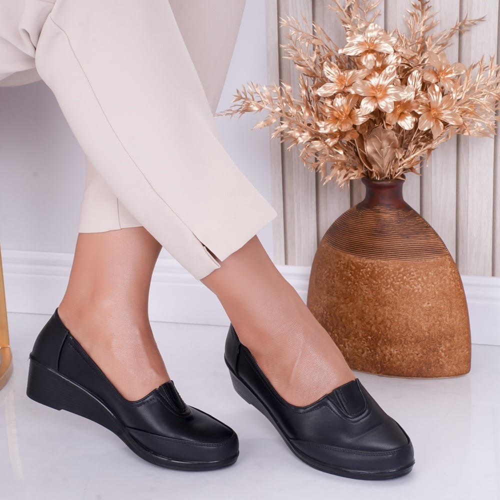 Pantofi dama cu platforma Negri din Piele Ecologica Anely - poza 1