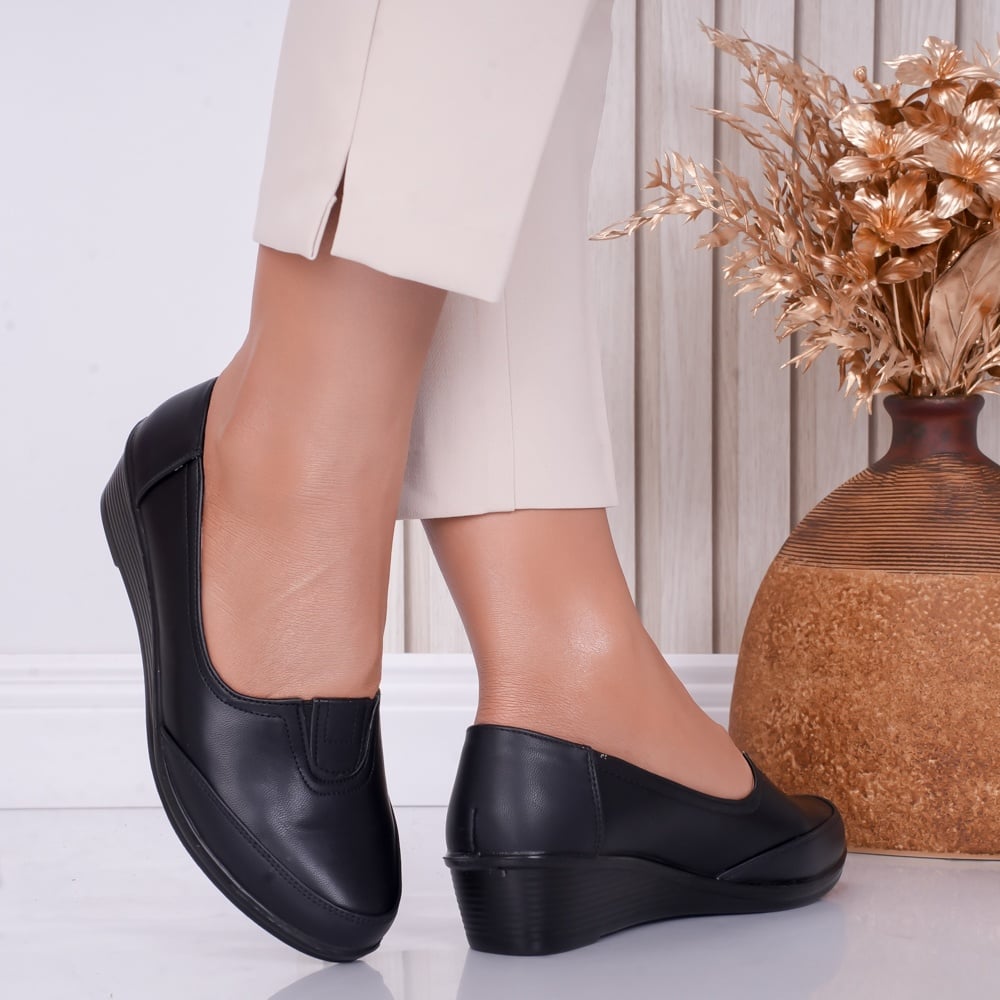 Pantofi dama cu platforma Negri din Piele Ecologica Anely - poza 2