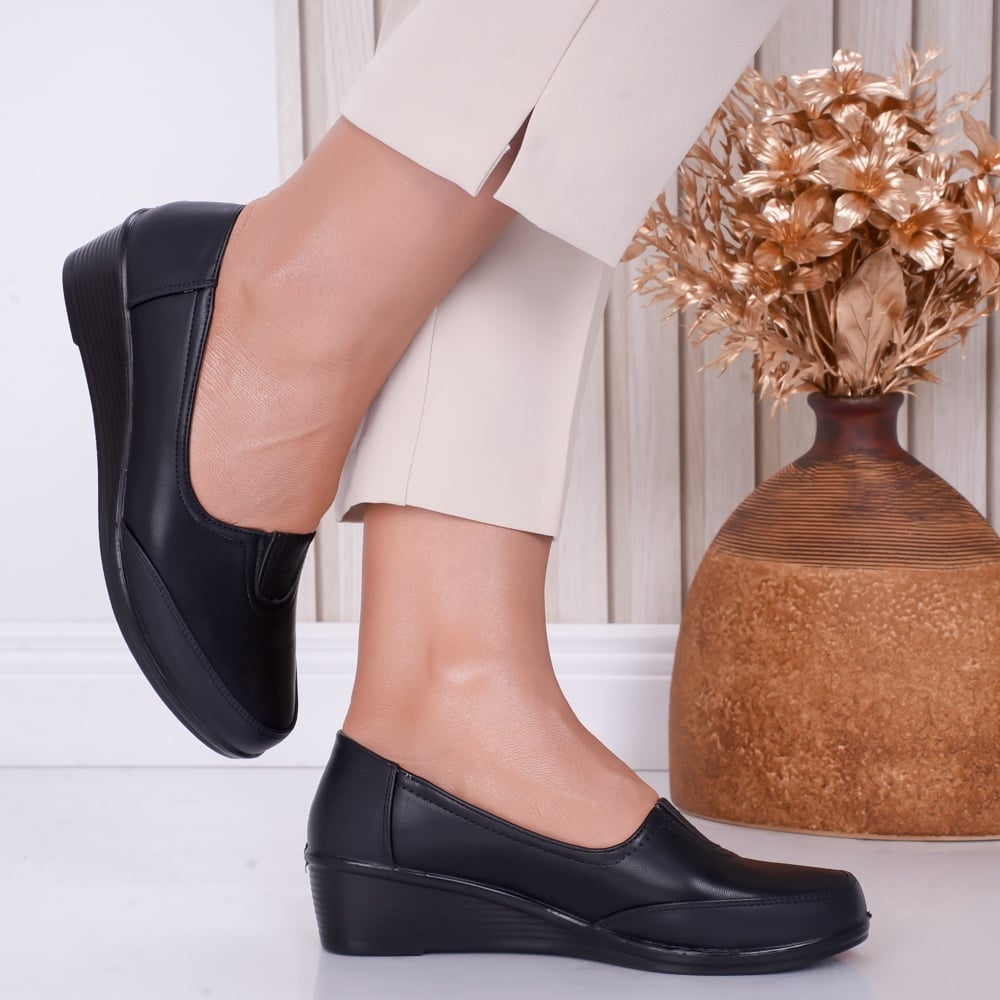 Pantofi dama cu platforma Negri din Piele Ecologica Anely - poza 3