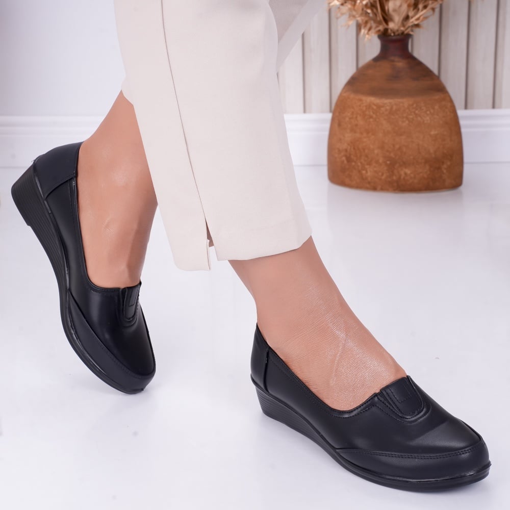 Pantofi dama cu platforma Negri din Piele Ecologica Anely - poza 4