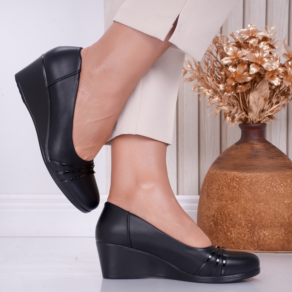 Pantofi dama cu platforma Negri din Piele Ecologica Bell - poza 3