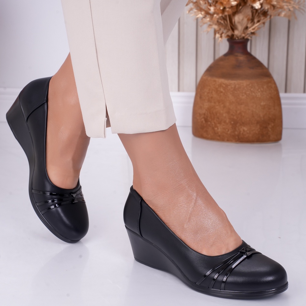 Pantofi dama cu platforma Negri din Piele Ecologica Bell - poza 4