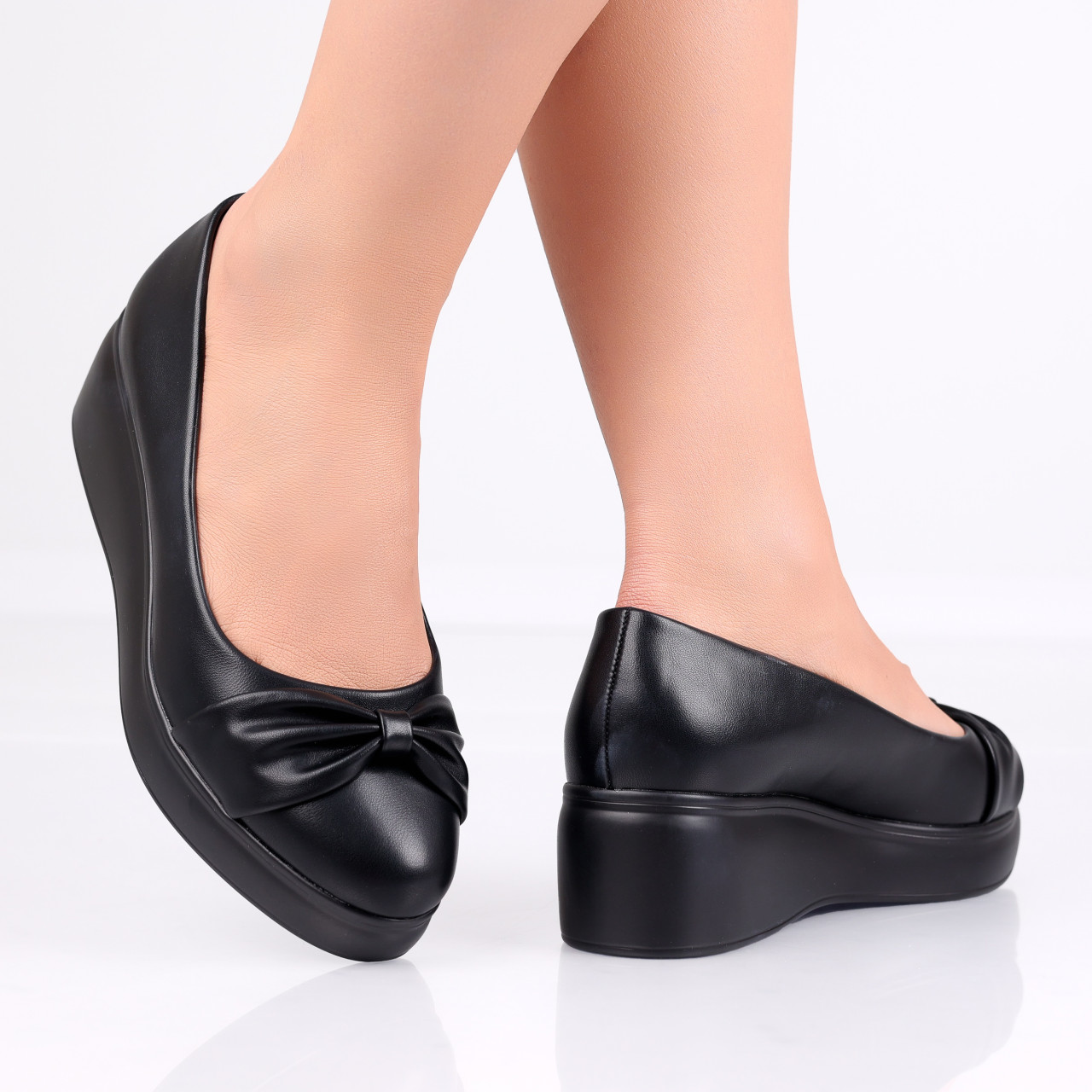 Pantofi Dama cu Platforma Negri din Piele Ecologica Brisia - poza 3