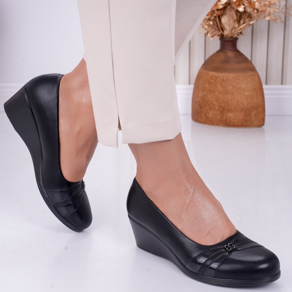 Pantofi dama cu platforma Negri din Piele Ecologica Carolyn - poza 3