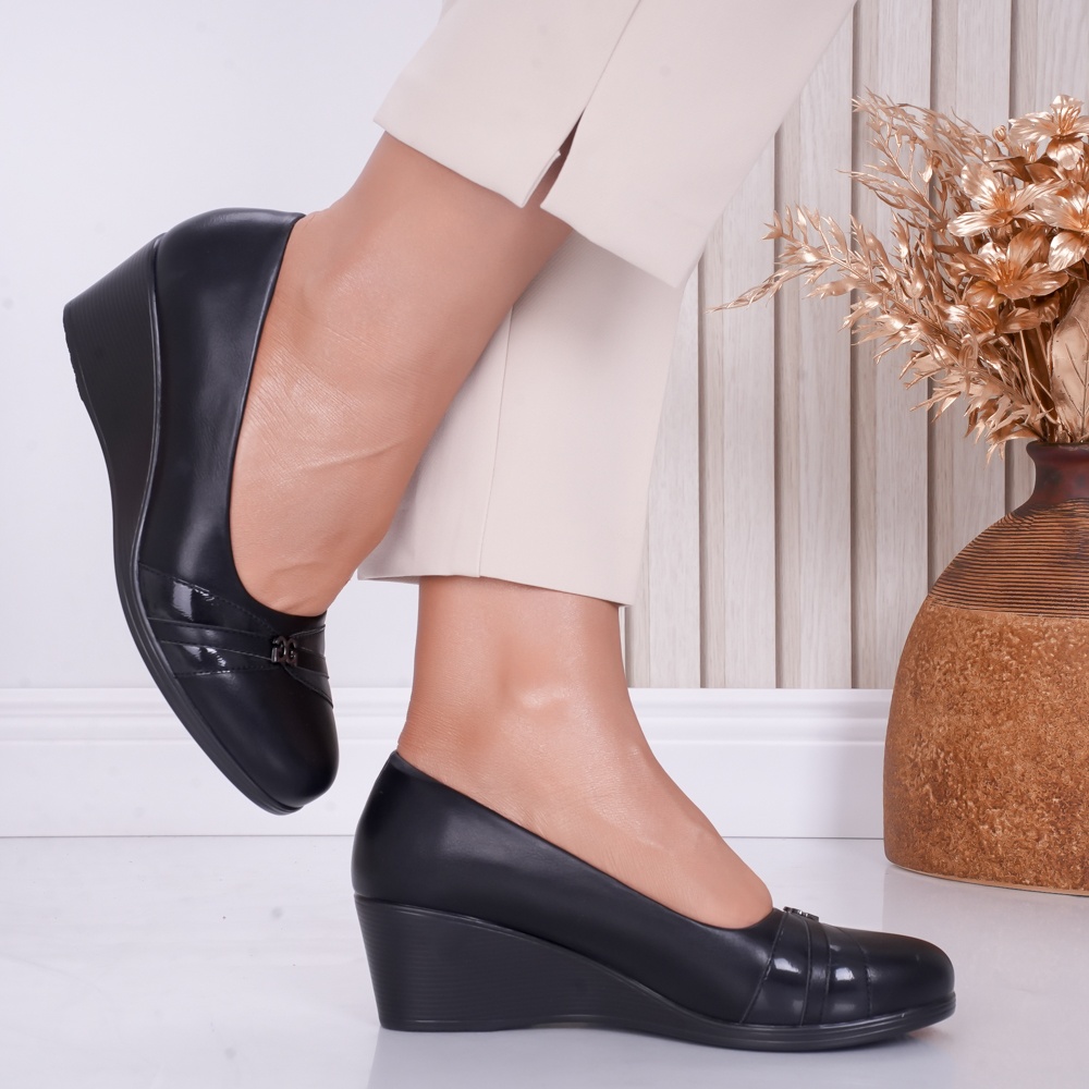 Pantofi dama cu platforma Negri din Piele Ecologica Carolyn - poza 4
