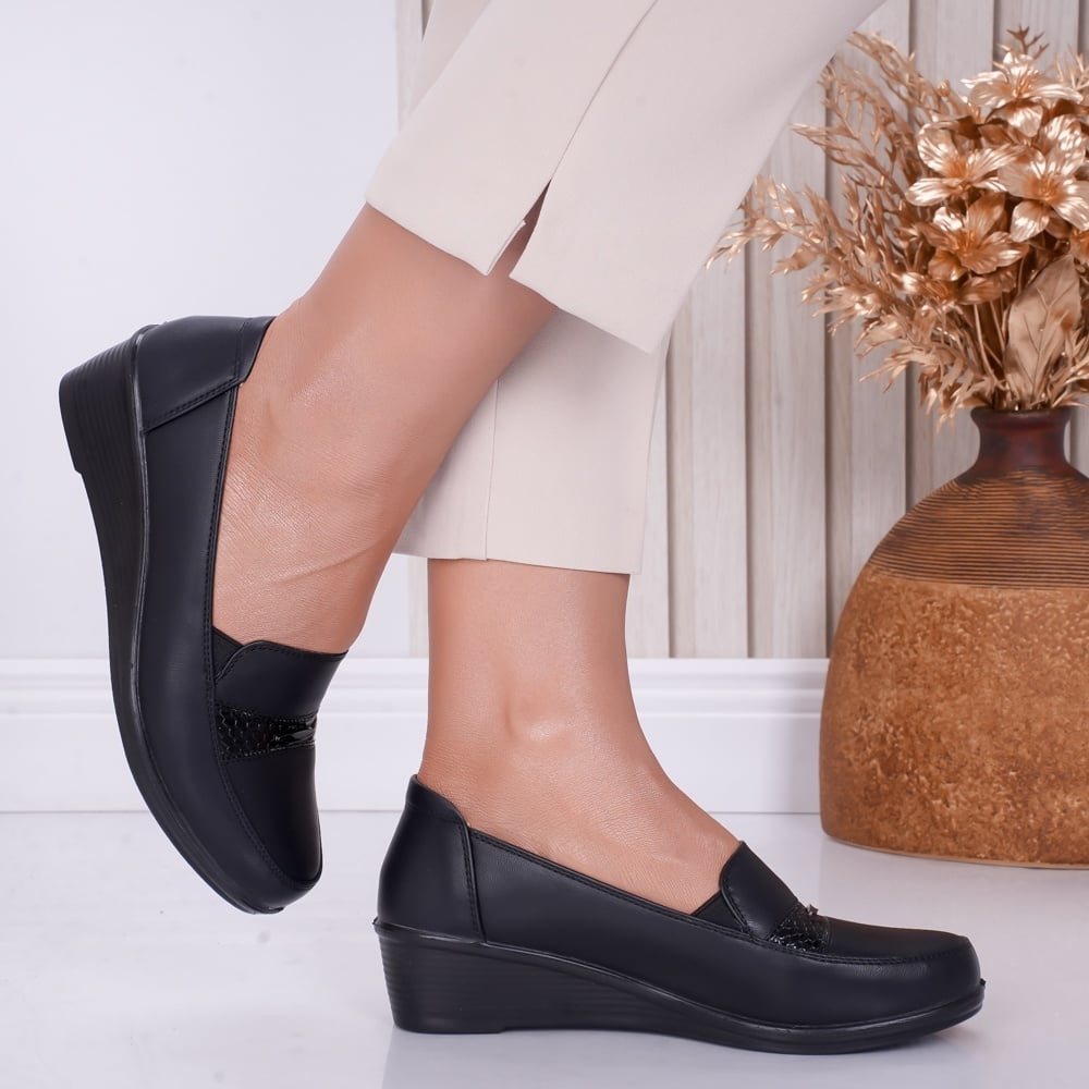Pantofi dama cu platforma Negri din Piele Ecologica Coco - poza 3