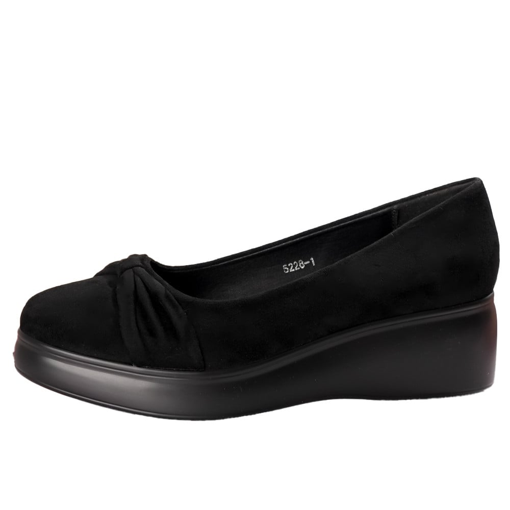 Pantofi Dama cu Platforma Negri din Piele Ecologica Intoarsa Jela - poza 5