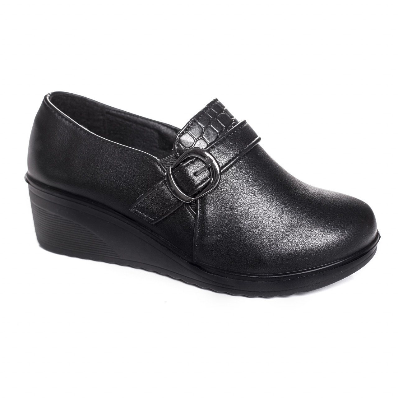 Pantofi dama cu platforma negri din piele ecologica pela - poza 5
