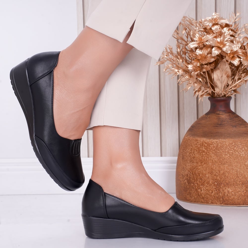 Pantofi dama cu platforma Negri din Piele Ecologica Tara - poza 3