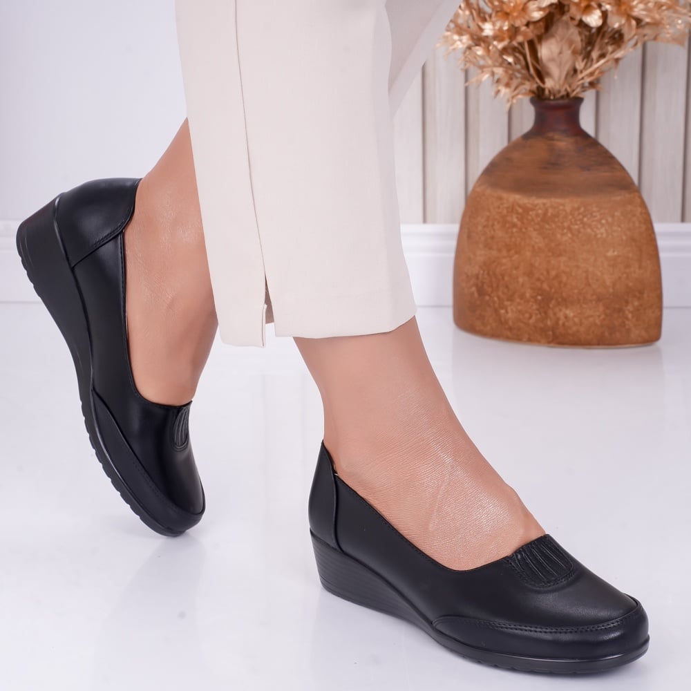 Pantofi dama cu platforma Negri din Piele Ecologica Tara - poza 4