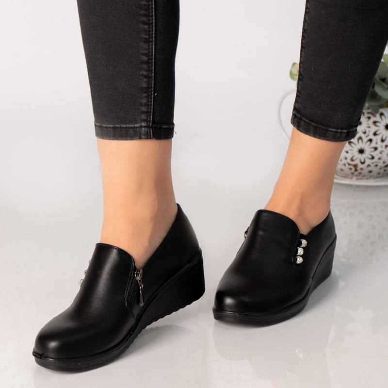 Pantofi dama cu platforma negri piele ecologica alka - poza 1