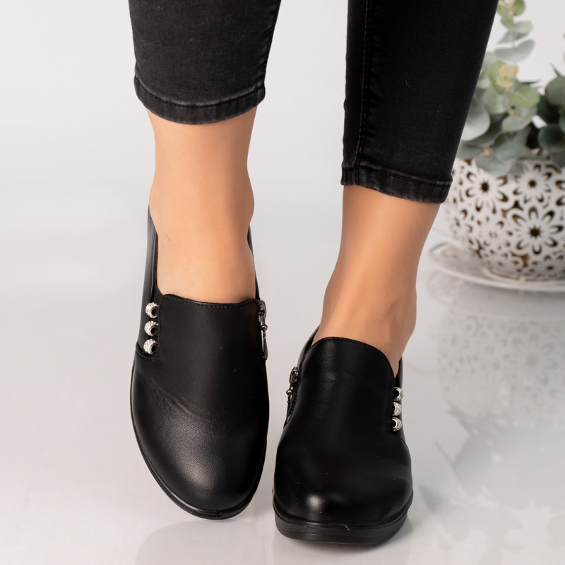 Pantofi dama cu platforma negri piele ecologica alka - poza 2