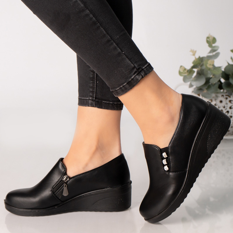 Pantofi dama cu platforma negri piele ecologica alka - poza 3