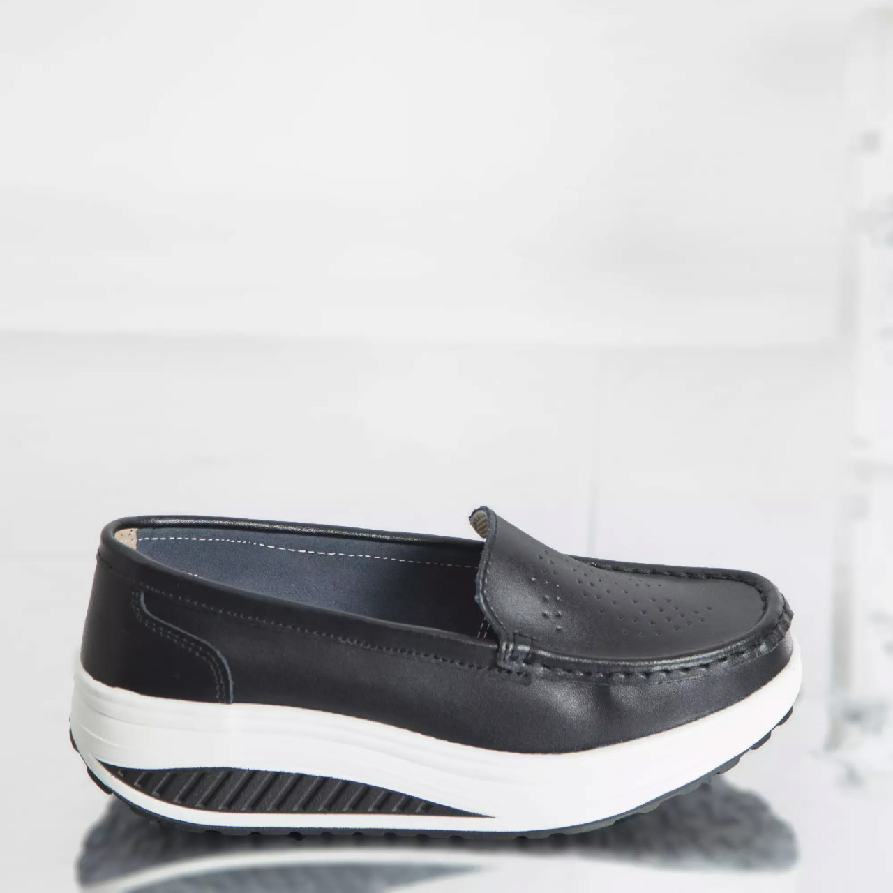 Pantofi dama cu platforma negri piele naturala nancy - poza 2