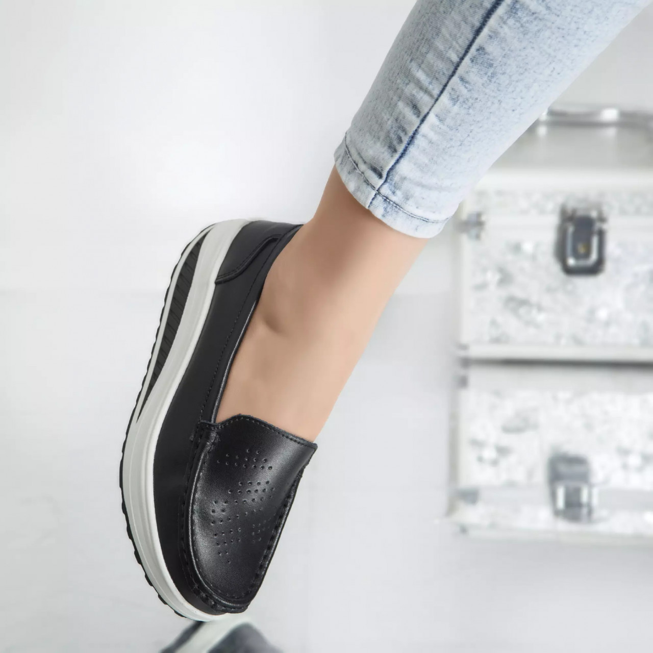 Pantofi dama cu platforma negri piele naturala nancy - poza 3