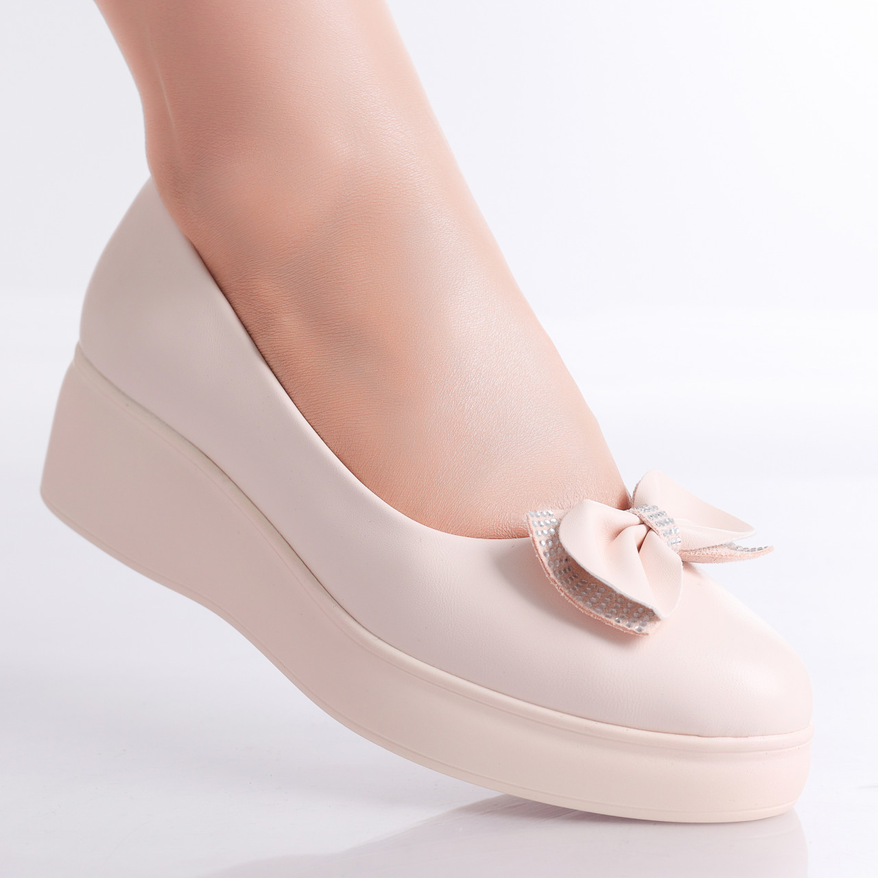 Pantofi Dama cu Platforma Nude din Piele Ecologica Inloy - poza 1