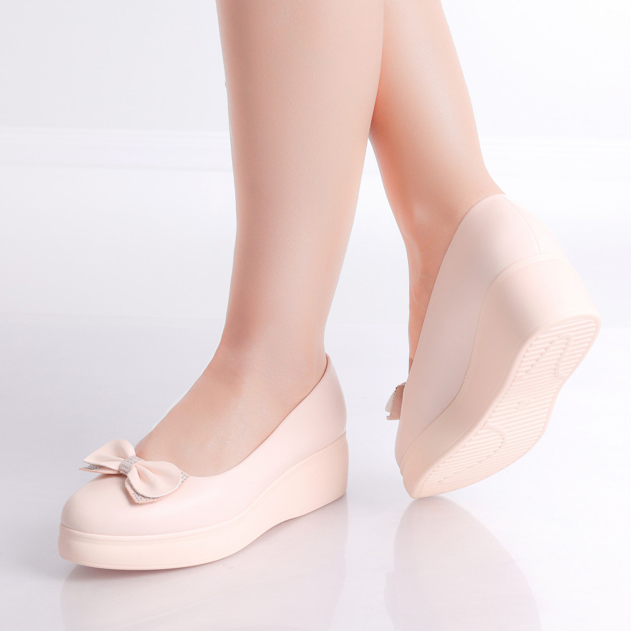 Pantofi Dama cu Platforma Nude din Piele Ecologica Inloy - poza 4
