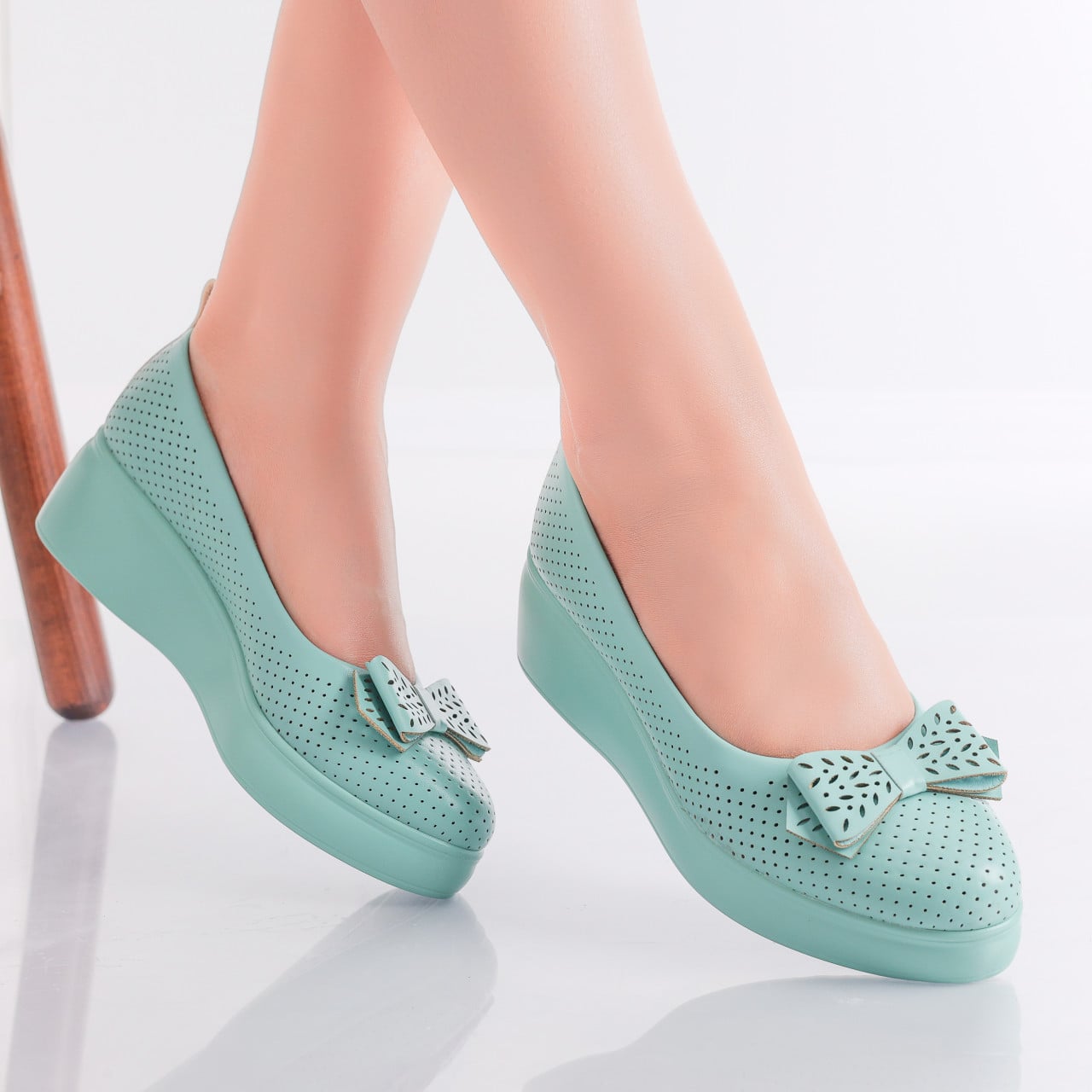 Pantofi Dama cu Platforma Verzi din Piele Ecologica Yolina - poza 1