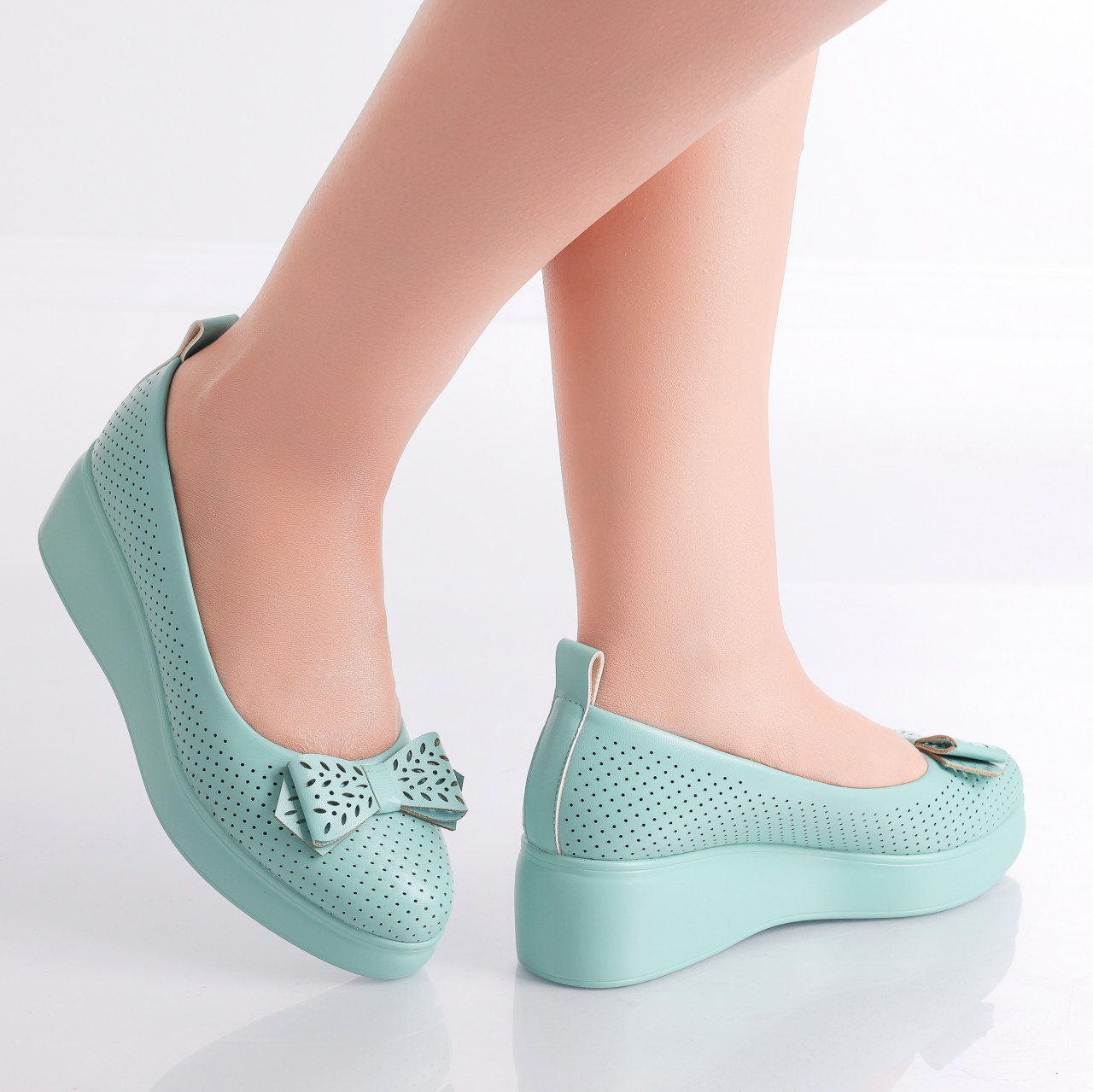 Pantofi Dama cu Platforma Verzi din Piele Ecologica Yolina - poza 2
