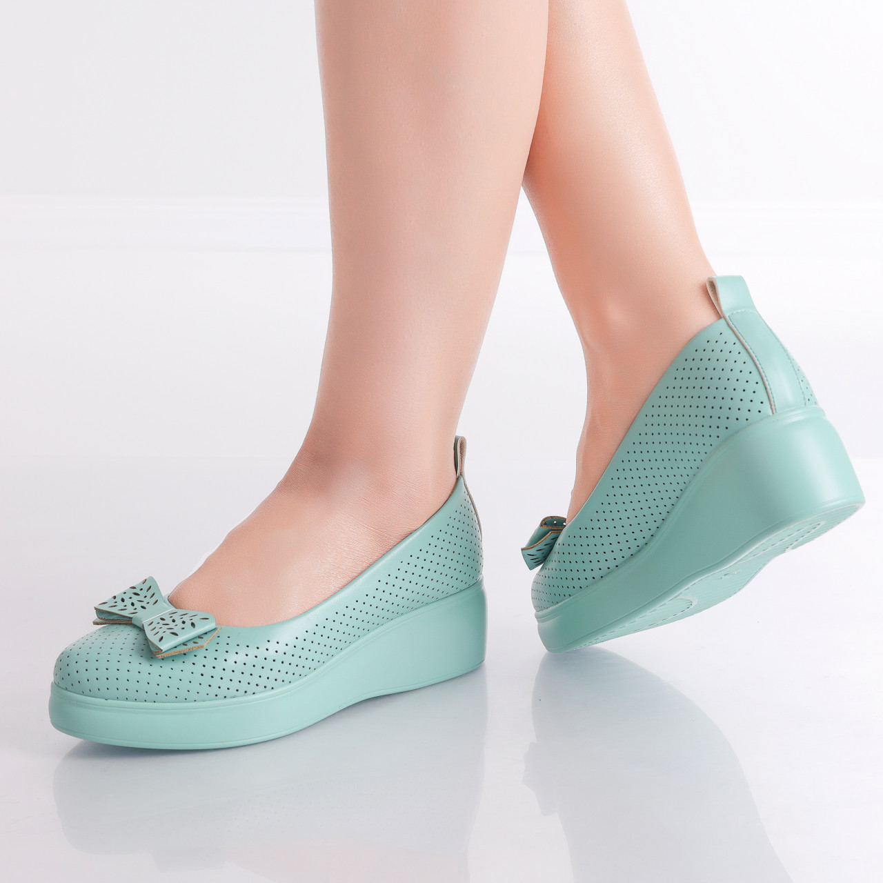 Pantofi Dama cu Platforma Verzi din Piele Ecologica Yolina - poza 3
