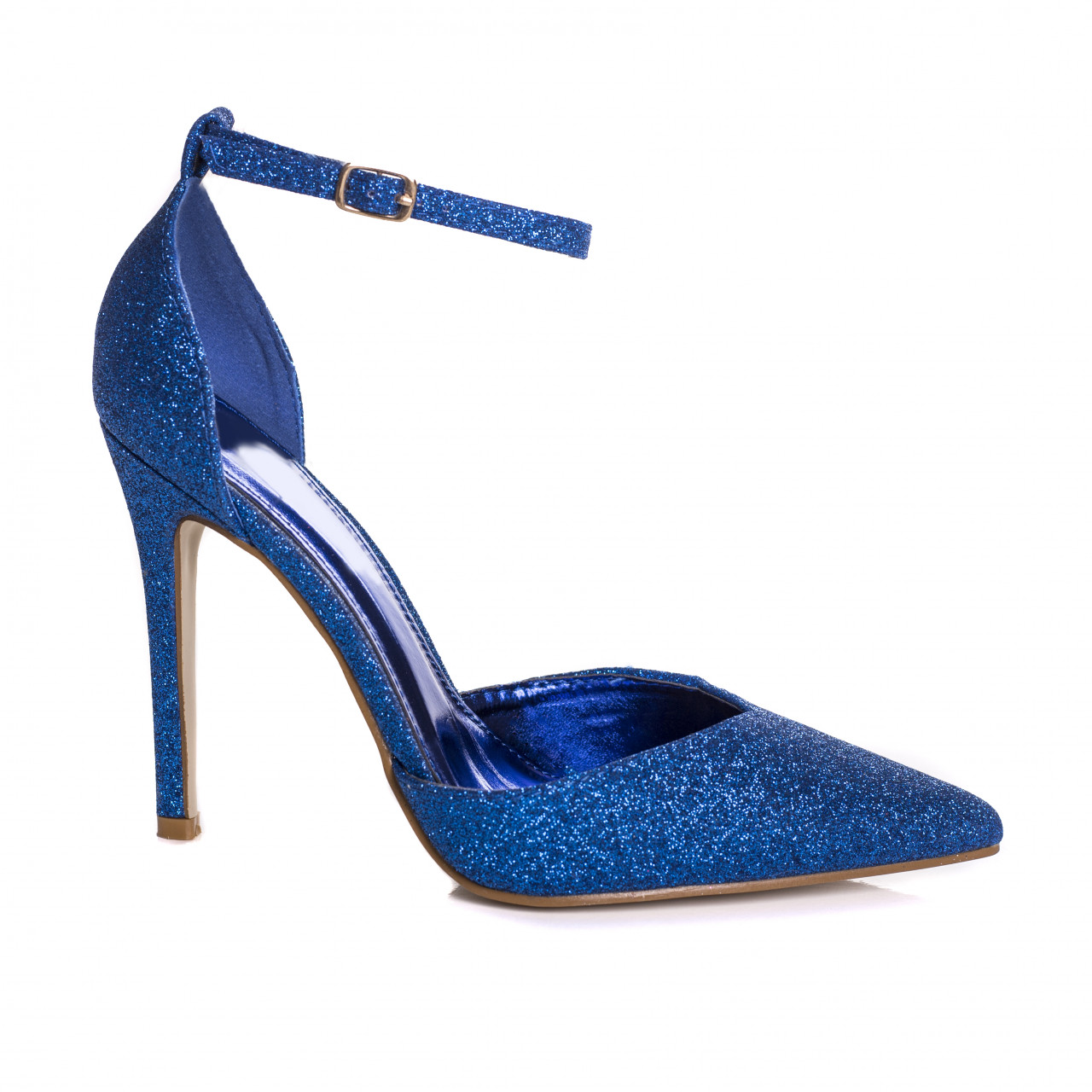 Pantofi dama cu toc albastri din glitter jonas - poza 4
